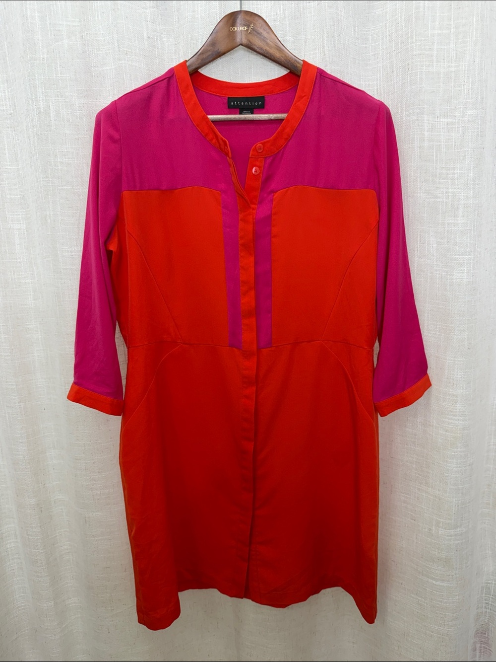 Attention Two-Tone Red & Fuchsia Long Sleeve Dress Size Large
